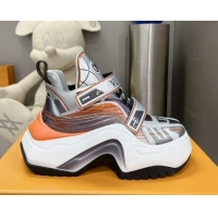 Luxury Louis Vuitton Lv Archlight 2.0 PVC Platform Sneakers Silver/Orange 022435