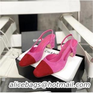 Most Popular Chanel Glitter & Grosgrain Slingbacks Pumps 6cm G31318 Rose