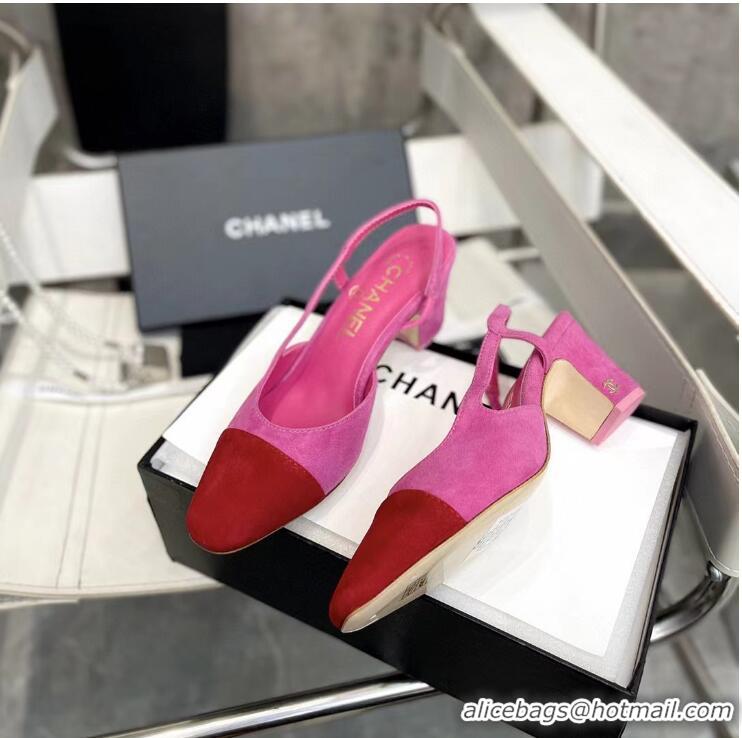 Most Popular Chanel Glitter & Grosgrain Slingbacks Pumps 6cm G31318 Rose