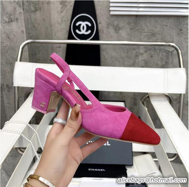 Most Popular Chanel Glitter & Grosgrain Slingbacks Pumps 6cm G31318 Rose