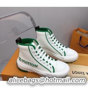 Classic Hot Louis Vuitton Lv Squad High-top Sneakers in Printed Canvas Green 022890