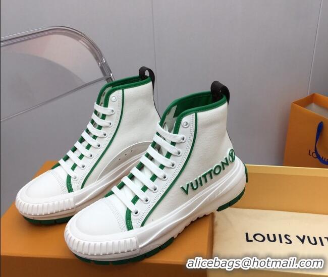 Classic Hot Louis Vuitton Lv Squad High-top Sneakers in Printed Canvas Green 022890