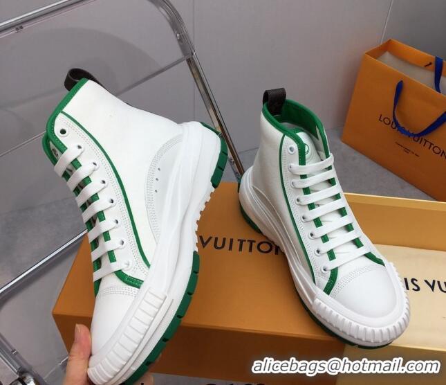 Classic Hot Louis Vuitton Lv Squad High-top Sneakers in Printed Canvas Green 022890