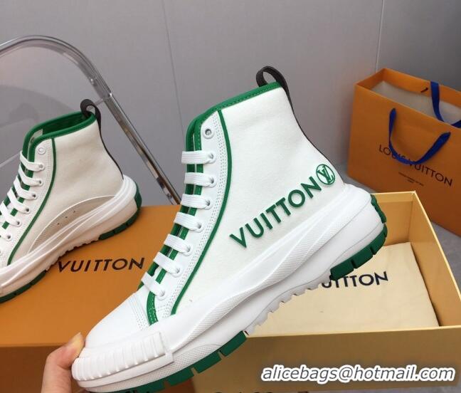 Classic Hot Louis Vuitton Lv Squad High-top Sneakers in Printed Canvas Green 022890