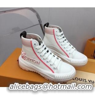 Low Price Louis Vuitton Lv Squad High-top Sneakers in Printed Canvas Pink 022892