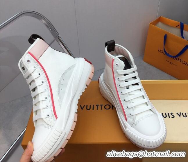 Low Price Louis Vuitton Lv Squad High-top Sneakers in Printed Canvas Pink 022892