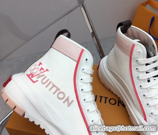 Low Price Louis Vuitton Lv Squad High-top Sneakers in Printed Canvas Pink 022892