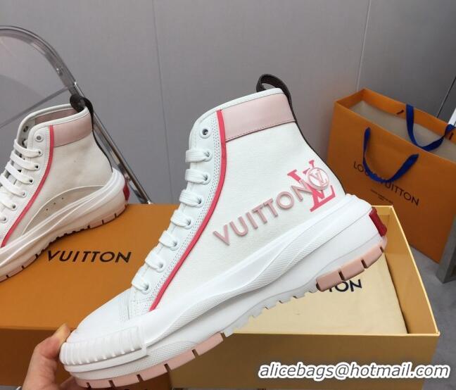 Low Price Louis Vuitton Lv Squad High-top Sneakers in Printed Canvas Pink 022892