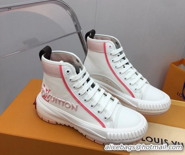 Low Price Louis Vuitton Lv Squad High-top Sneakers in Printed Canvas Pink 022892