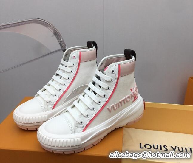 Low Price Louis Vuitton Lv Squad High-top Sneakers in Printed Canvas Pink 022892