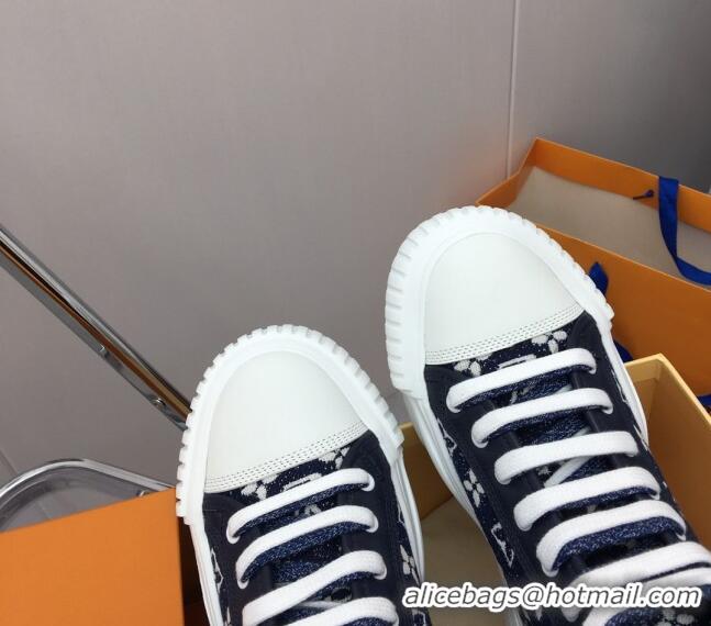 Stylish Louis Vuitton Lv Squad High-top Sneakers in Navy Blue Monogram Denim 022894