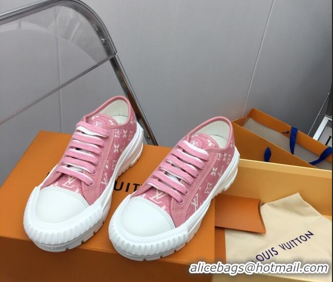 Discount Fashion Louis Vuitton Lv Squad Low-top Sneakers in Pink Monogram Denim 022895