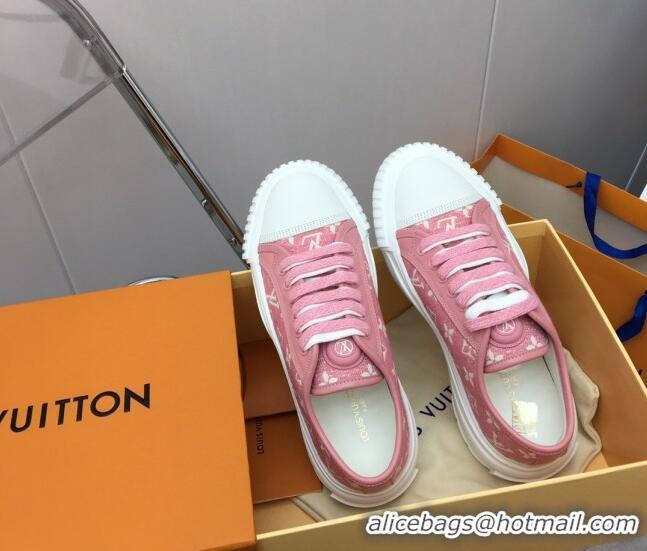 Discount Fashion Louis Vuitton Lv Squad Low-top Sneakers in Pink Monogram Denim 022895