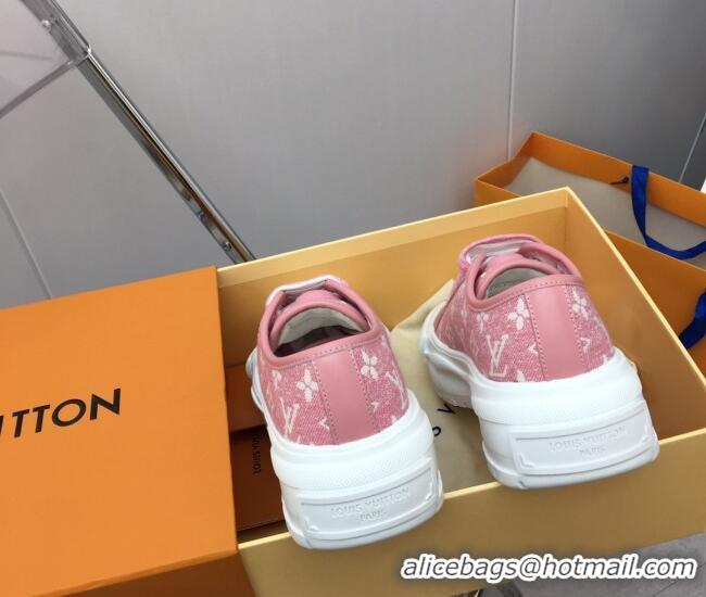 Discount Fashion Louis Vuitton Lv Squad Low-top Sneakers in Pink Monogram Denim 022895