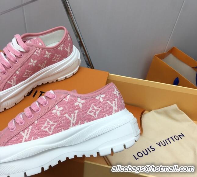 Discount Fashion Louis Vuitton Lv Squad Low-top Sneakers in Pink Monogram Denim 022895