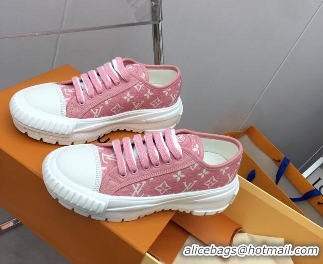 Discount Fashion Louis Vuitton Lv Squad Low-top Sneakers in Pink Monogram Denim 022895