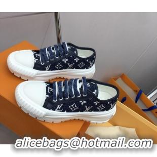 Discount Louis Vuitton Lv Squad Low-top Sneakers in Navy Blue Monogram Denim 022896