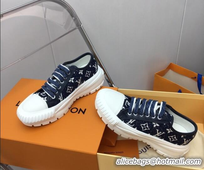 Discount Louis Vuitton Lv Squad Low-top Sneakers in Navy Blue Monogram Denim 022896