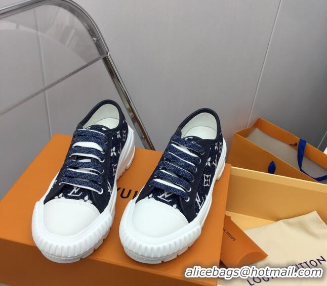 Discount Louis Vuitton Lv Squad Low-top Sneakers in Navy Blue Monogram Denim 022896