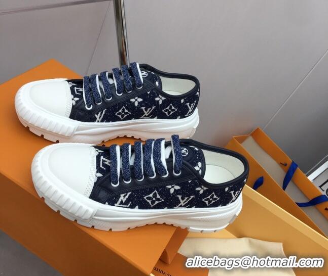 Discount Louis Vuitton Lv Squad Low-top Sneakers in Navy Blue Monogram Denim 022896