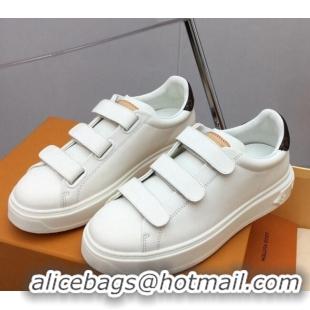 Best Price Louis Vuitton Time Out Sneaker in Calf Leather with Velcro Straps White/Monogram Canvas 022897