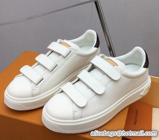 Best Price Louis Vuitton Time Out Sneaker in Calf Leather with Velcro Straps White/Monogram Canvas 022897