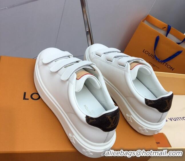 Best Price Louis Vuitton Time Out Sneaker in Calf Leather with Velcro Straps White/Monogram Canvas 022897