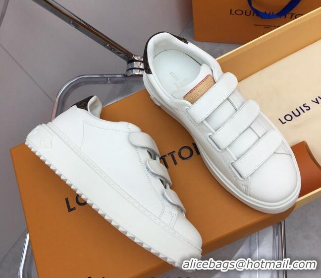 Best Price Louis Vuitton Time Out Sneaker in Calf Leather with Velcro Straps White/Monogram Canvas 022897