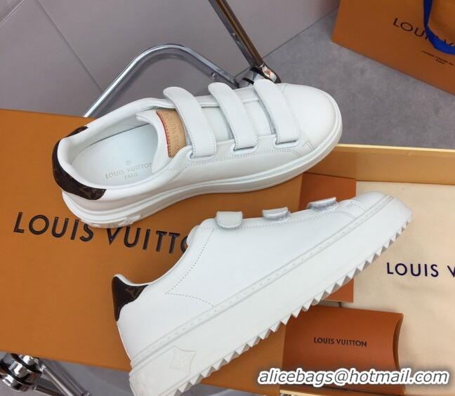 Best Price Louis Vuitton Time Out Sneaker in Calf Leather with Velcro Straps White/Monogram Canvas 022897