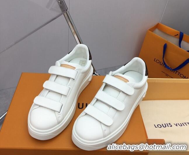 Best Price Louis Vuitton Time Out Sneaker in Calf Leather with Velcro Straps White/Monogram Canvas 022897