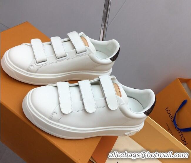 Best Price Louis Vuitton Time Out Sneaker in Calf Leather with Velcro Straps White/Monogram Canvas 022897