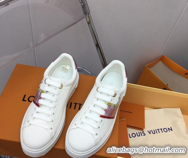 Classic Hot Louis Vuitton Time Out Sneaker in Calf Leather with LV Web White/Pink 022899