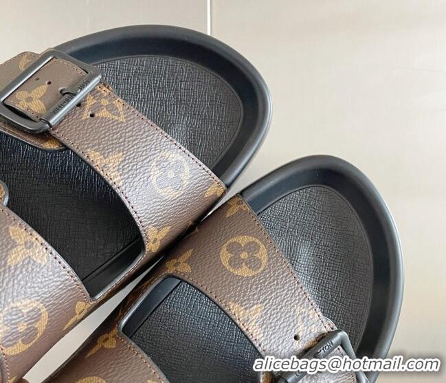 Stylish Louis Vuitton LV Trainer Flat Slide Sandals in Brown Monogram Canvas 0228105