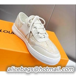 Luxury Louis Vuitton Lous Sneakers in Beige Monogram Denim 228109 