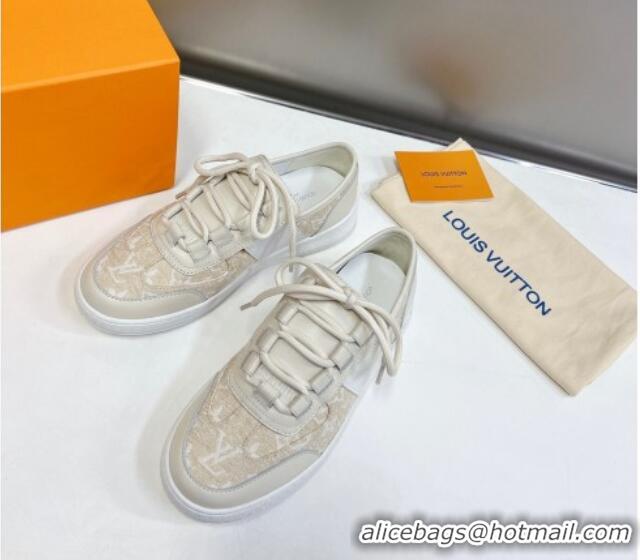 Luxury Louis Vuitton Lous Sneakers in Beige Monogram Denim 228109 