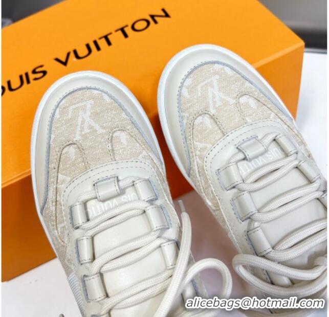 Luxury Louis Vuitton Lous Sneakers in Beige Monogram Denim 228109 