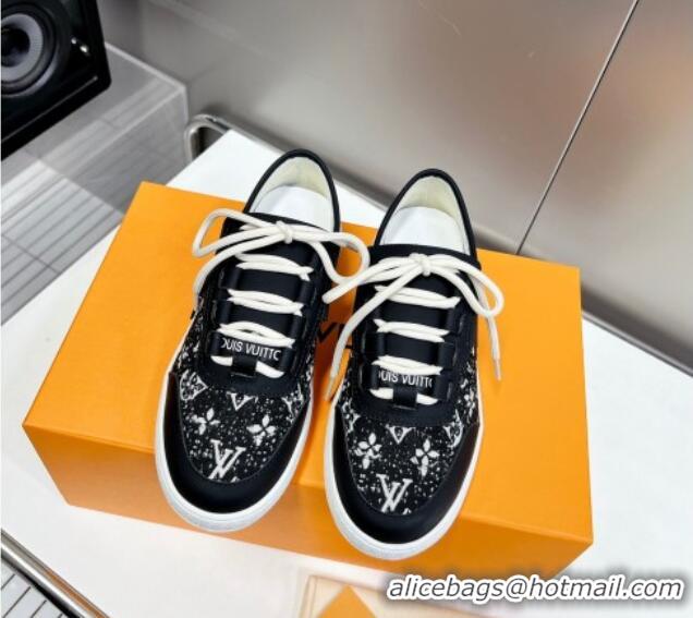 Stylish Louis Vuitton Lous Sneakers in Black Monogram Denim 0228111