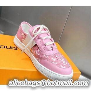 Duplicate Louis Vuitton Lous Sneakers in Pink Monogram Denim 0228112