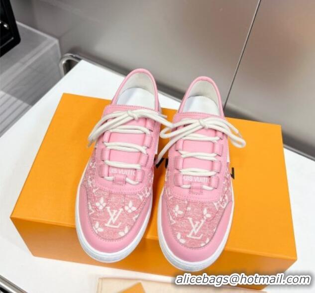 Duplicate Louis Vuitton Lous Sneakers in Pink Monogram Denim 0228112