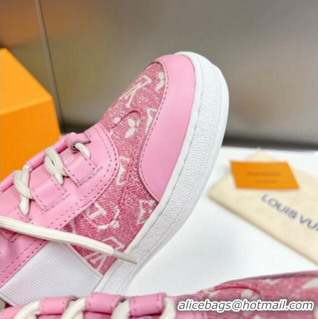 Duplicate Louis Vuitton Lous Sneakers in Pink Monogram Denim 0228112