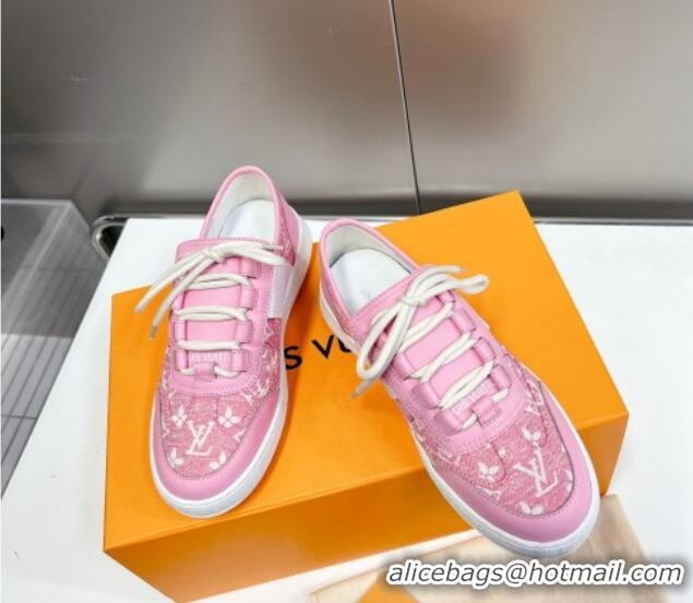 Duplicate Louis Vuitton Lous Sneakers in Pink Monogram Denim 0228112