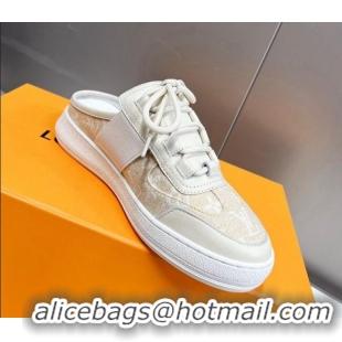 Sumptuous Louis Vuitton Lous Sneakers Open Back in Beige Monogram Denim 0228113