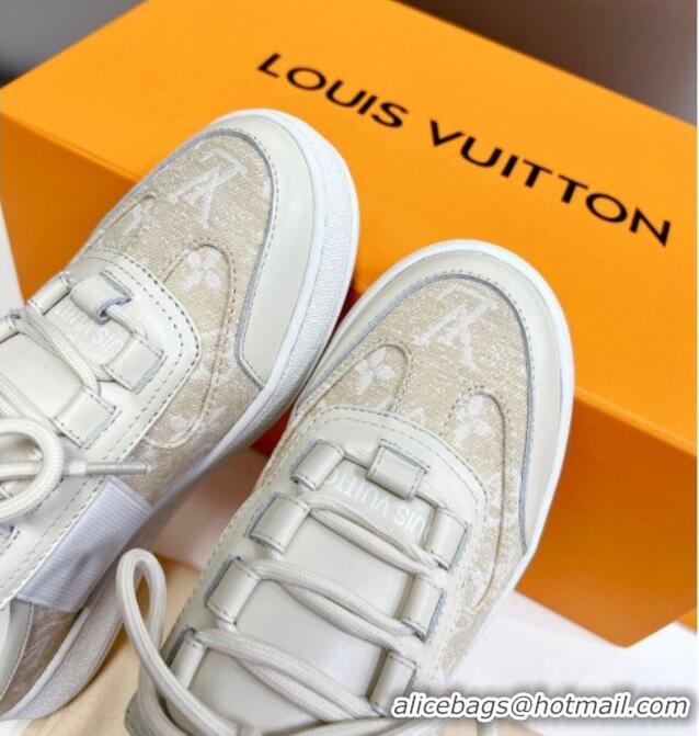 Sumptuous Louis Vuitton Lous Sneakers Open Back in Beige Monogram Denim 0228113