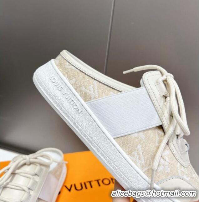 Sumptuous Louis Vuitton Lous Sneakers Open Back in Beige Monogram Denim 0228113