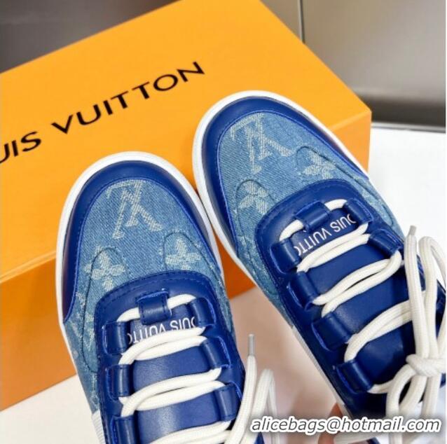 Luxury Louis Vuitton Lous Sneakers Open Back in Blue Monogram Denim 0228114