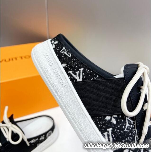 Stylish Louis Vuitton Lous Sneakers Open Back in Black Monogram Denim 0228115