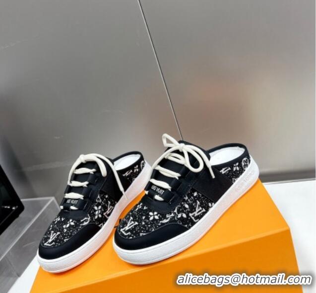 Stylish Louis Vuitton Lous Sneakers Open Back in Black Monogram Denim 0228115