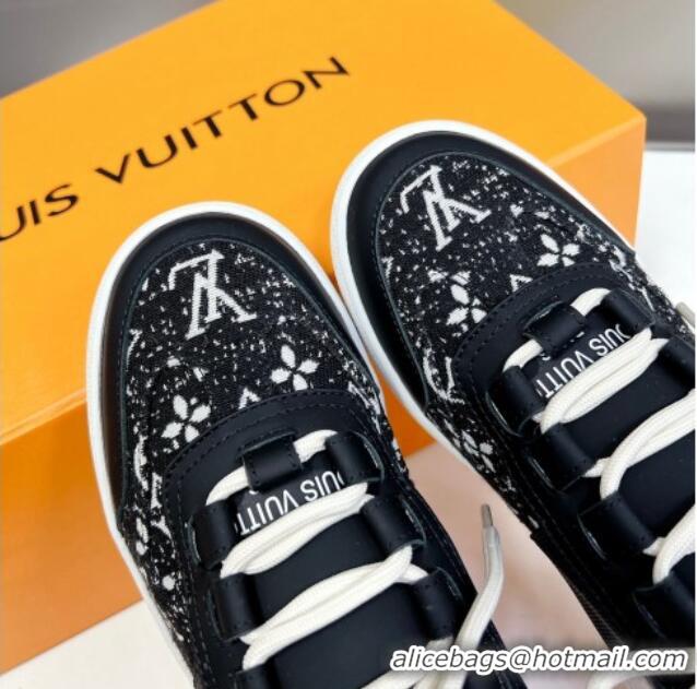 Stylish Louis Vuitton Lous Sneakers Open Back in Black Monogram Denim 0228115