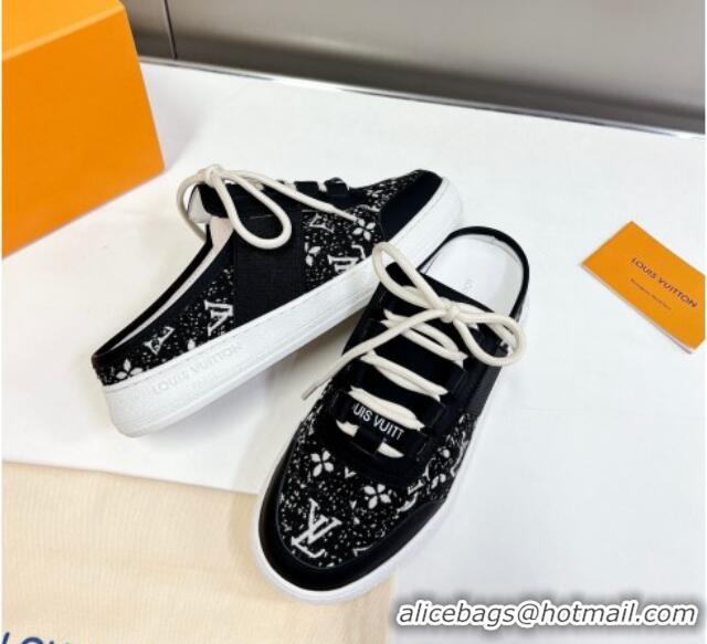 Stylish Louis Vuitton Lous Sneakers Open Back in Black Monogram Denim 0228115