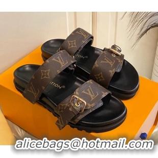 Perfect Louis Vuitton Bom Dia Flat Comfort Slide Sandals in Monogram Canvas 030302